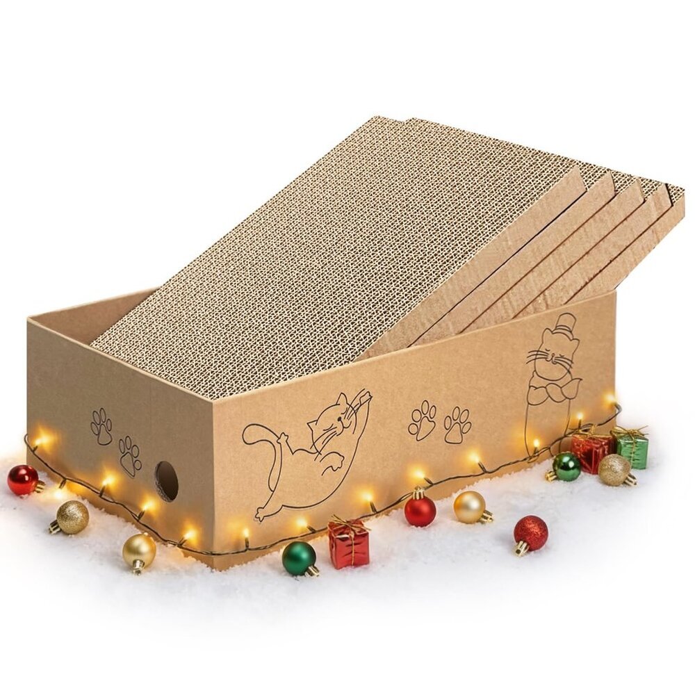 Cardboard Cat Scratcher Pad 5-Pack Large Size Modern Design Furniture Protector